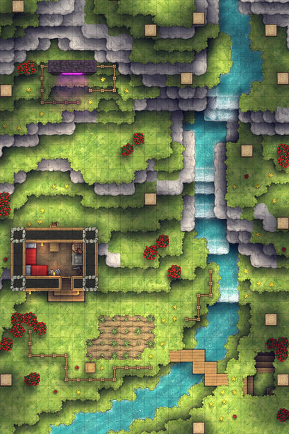 Stuck in a Square World Battlemap - fantasy landscape map - Digital, Foundry VTT, Print