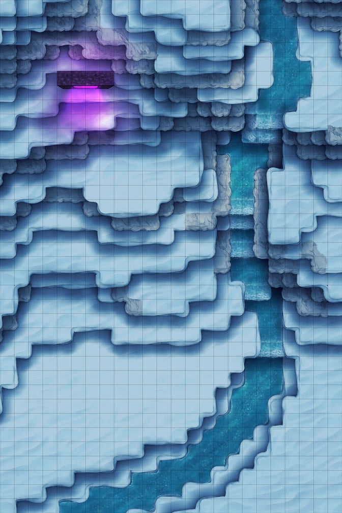 Stuck in a Square World Battlemap - icy canyon cave - Digital, Foundry VTT, Print