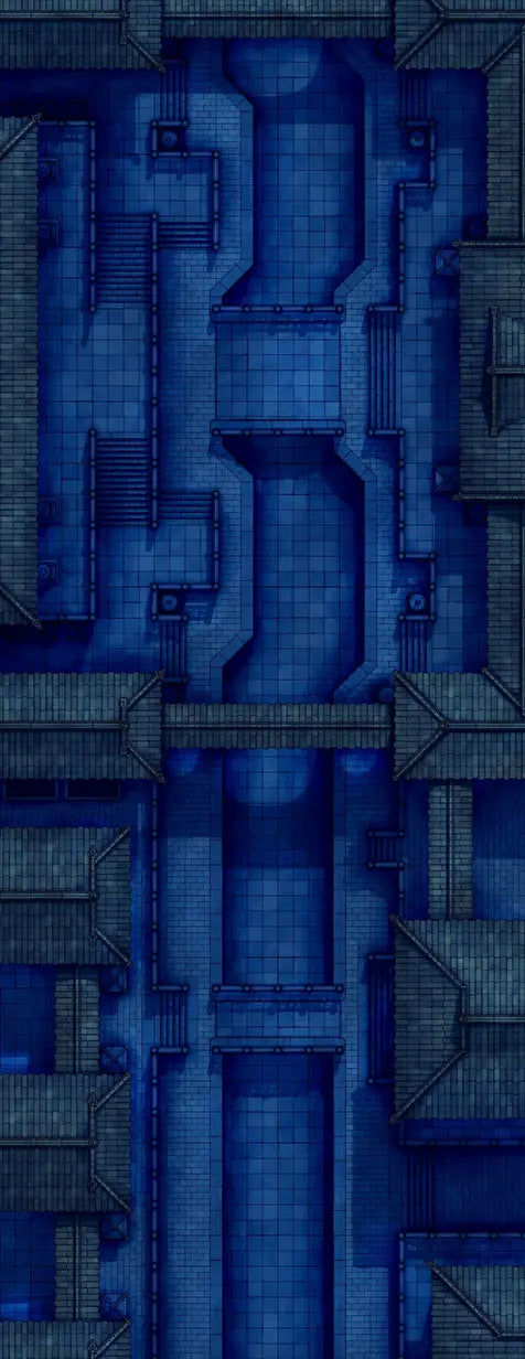 The Forbidden City Battlemap - blue-toned dungeon map - Digital, Foundry VTT, Print