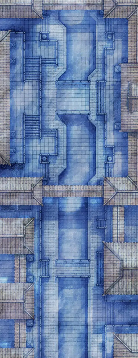 The Forbidden City Battlemap - blue-toned futuristic battle map - Digital, Foundry VTT, Print