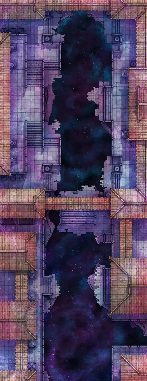 The Forbidden City Battlemap - fantasy city street map chasm - Digital, Foundry VTT, Print