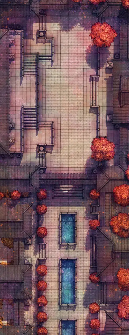 The Forbidden City Battlemap - overhead view fantasy city street - Digital, Foundry VTT, Print