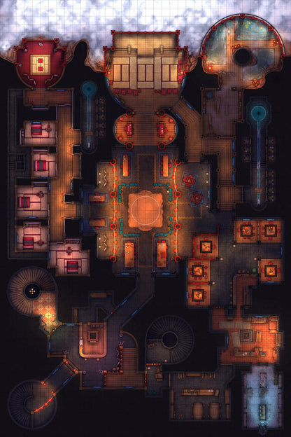 Underworld Oni Pleasure Palace (Part 1) Battlemap - elaborate fantasy dungeon map - Digital, Foundry VTT, Print
