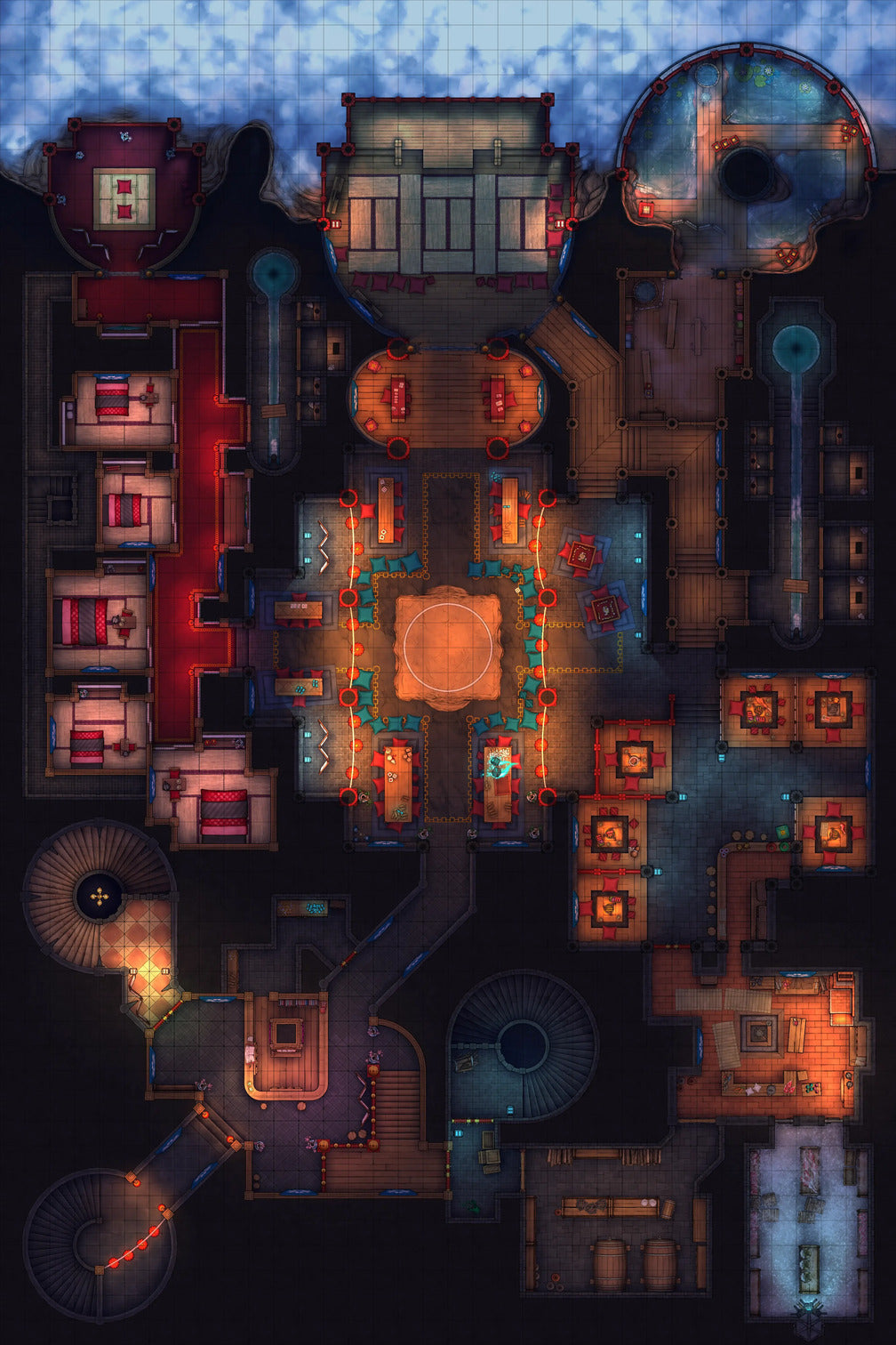 Underworld Oni Pleasure Palace (Part 1) Battlemap - fantasy map - Digital, Foundry VTT, Print
