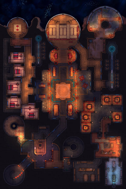 Underworld Oni Pleasure Palace (Part 1) Battlemap - fantasy map - Digital, Foundry VTT, Print