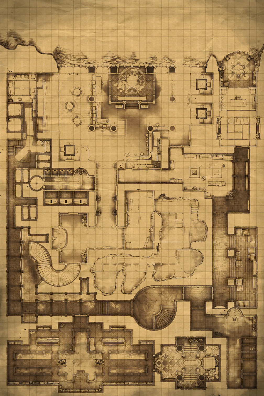 Underworld Oni Pleasure Palace (Part 2) Battlemap - detailed dungeon map - Digital, Foundry VTT, Print