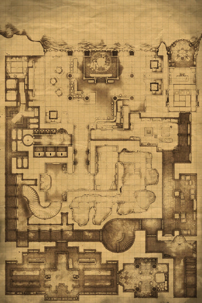 Underworld Oni Pleasure Palace (Part 2) Battlemap - detailed dungeon map - Digital, Foundry VTT, Print