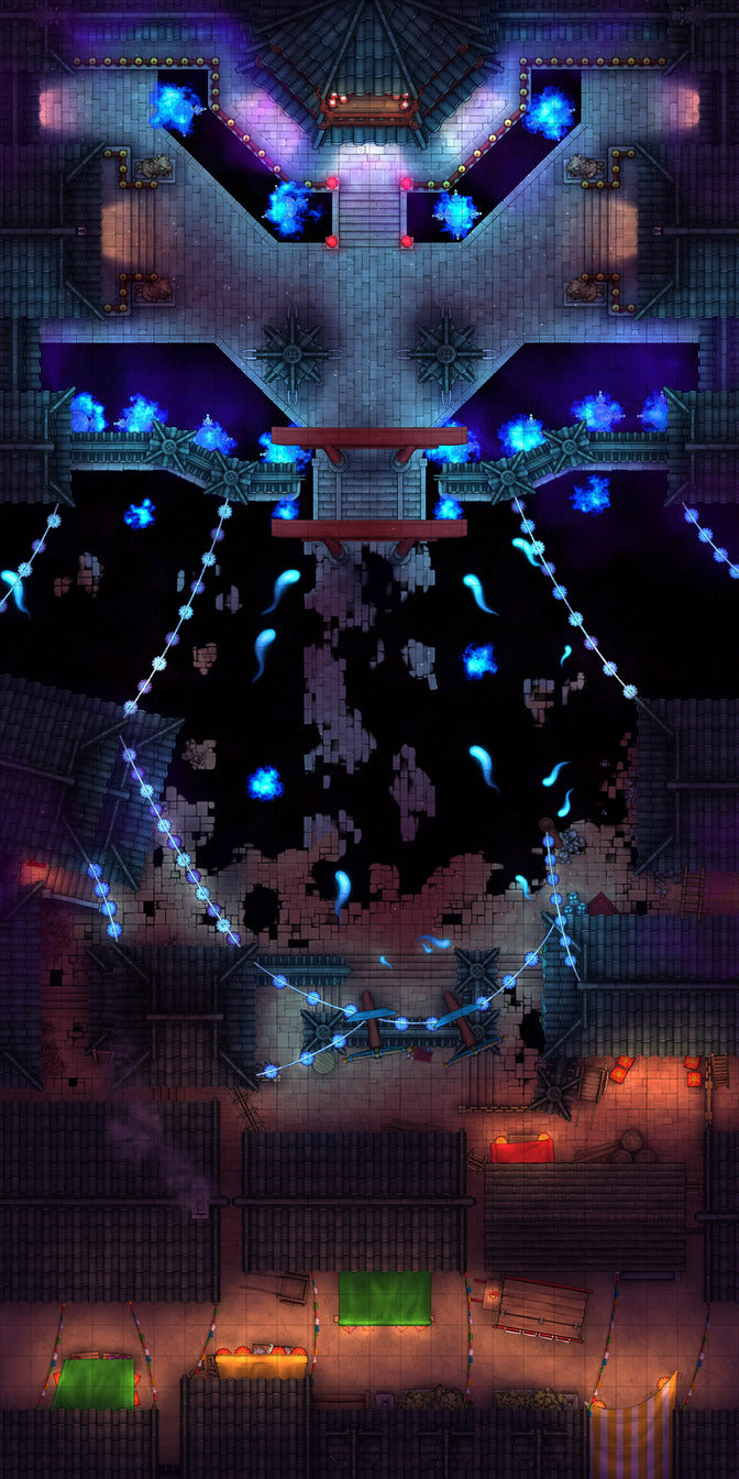 Youkai Night Market & Spirit Realm Entrance Battlemap - fantasy battle map - Digital, Foundry VTT, Print